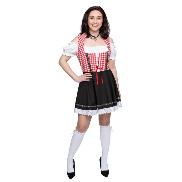 Októberfest Dirndl Stuttur Rauður og Hvítur - Image 4