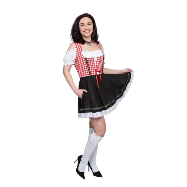 Októberfest Dirndl Stuttur Rauður og Hvítur - Image 5