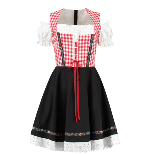 Októberfest Dirndl Stuttur Rauður og Hvítur - Image 6