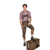 Lederhosen Kvartsíðar Brúnar/Gráar Antique - Image 4