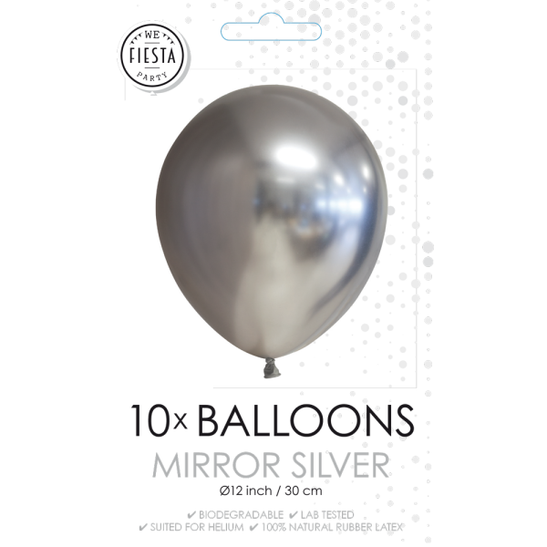 10 Mirror balloons 12″ silver