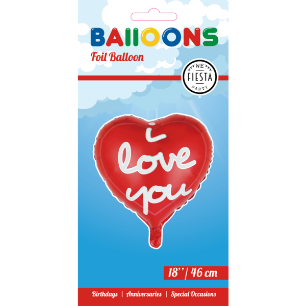 Foilballoon heartshape 18″- I love you red - Image 2