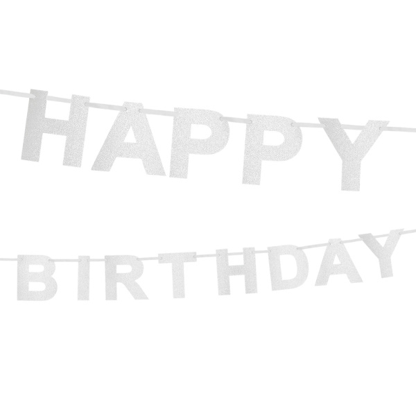 Afmælisborði (2,25m) Happy Birthday silfur - Image 2