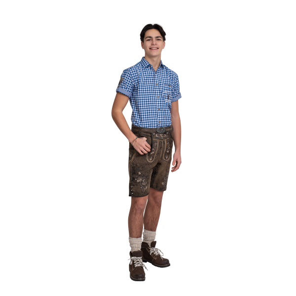 Lederhosen Októberfest stuttar brúnar með belti - Image 3