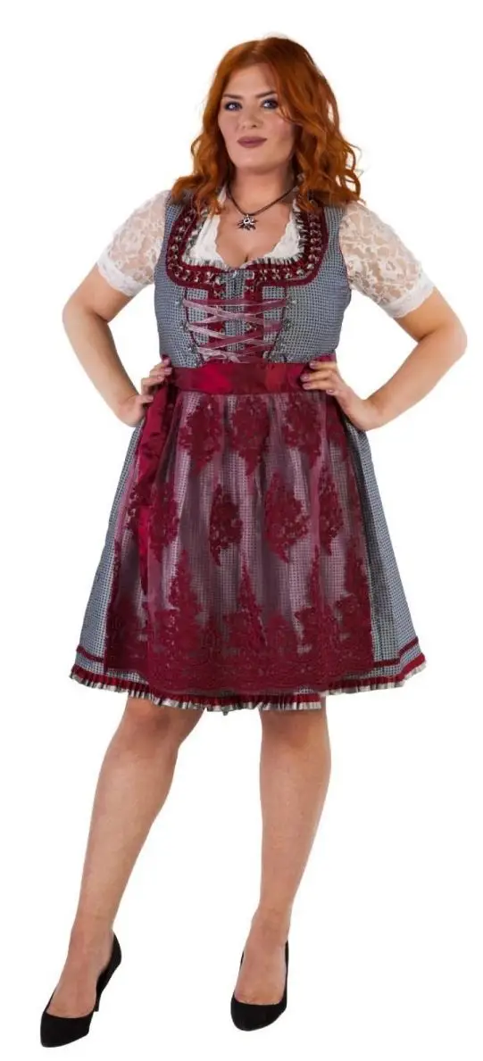 Dirndl silfur og rauður litur