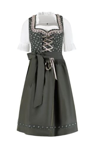 Dirndl frá Haus Huberts svargrár með blússu og svuntu