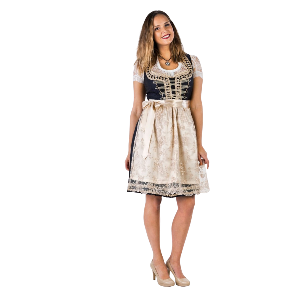 Dirndl frá Haus Huberts dökkblár og krem